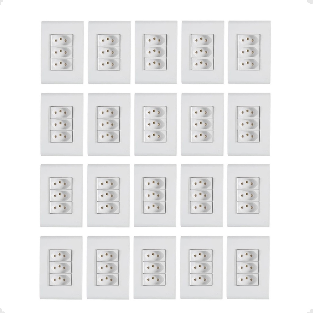 Kit 20 Tomada Liz Tripla 20A Branca Embutir Tramontina