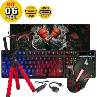 Mobilador Completo Top Teclado e Mouse LED RGB Free Fire em Oferta na Shopee