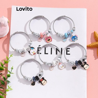 Lovito Casual Cartoon Coração Padrão Pulseira Com Miçangas Para Mulheres LCS05025
