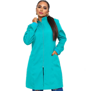 Jaleco Feminino Nice Diversas Cores Oxford com Punhos e Ziper Colorido Da Cor do Tecido
