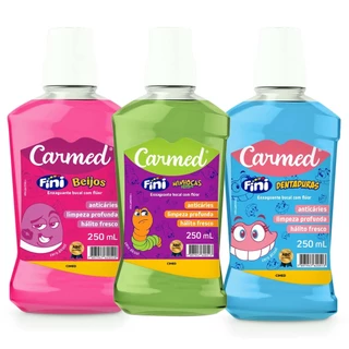 Kit Enxaguante Bucal Carmed Fini Minhoca - Dentadura - Beijos em Oferta na Shopee