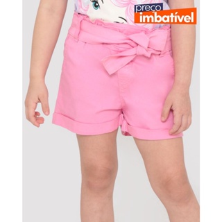 Short Sarja Infantil Liso Clochard Rosa
