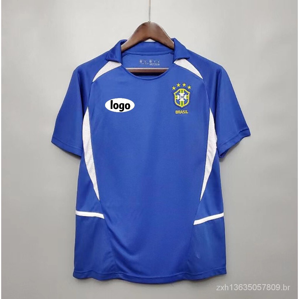 2002 Retro Brasil away Jersey Uniforme Futebol Camisa Tailandês