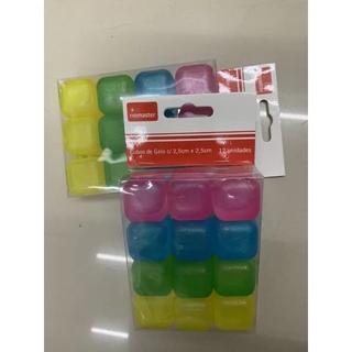 kit/2 pacotes de Cubos de Gelo Artificial 12 pecas cada, Ecológico Colorido Reutilizável Frutas, Diamantes Ou Caveiras