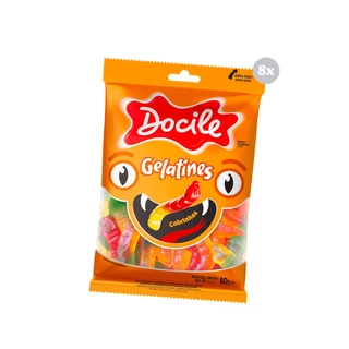 Kit com 8 Pct Doci Gummies Cobrinhas 80G Bala Docile
