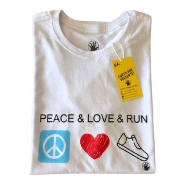 Camiseta Corrida De Rua Algodão Running Peace Love Run