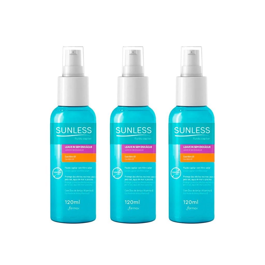 Farmax Kit 3un Leave-In Sem Enxágue Sunless - 100ml | Shopee Brasil