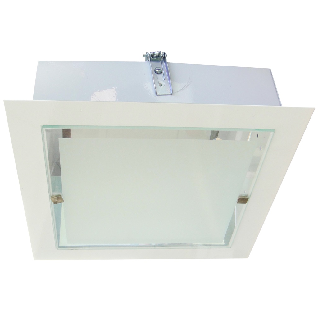 Plafon Branco Quadrado Aluminio de Embutir Vidro Filetado Luz Amplificada