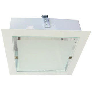 Plafon Branco Quadrado Aluminio de Embutir Vidro Filetado Luz Amplificada
