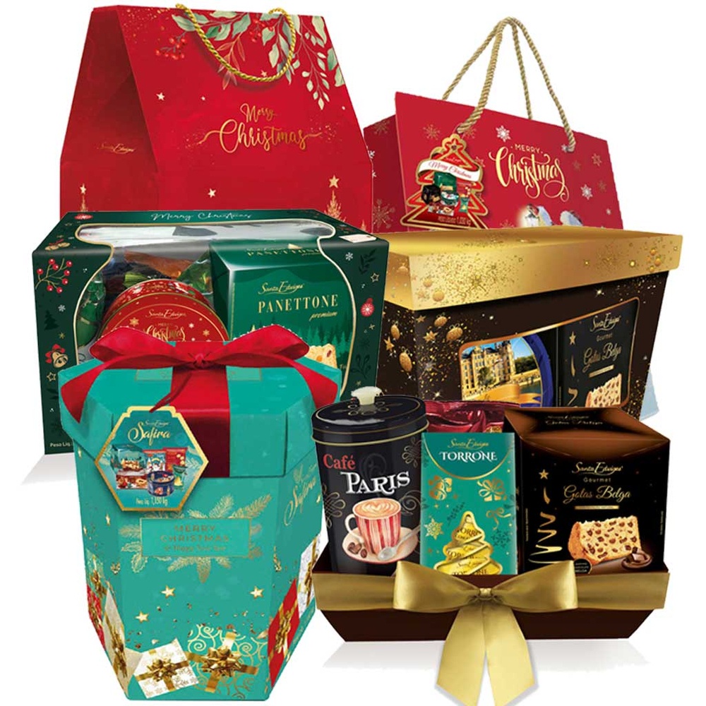 Kit Natalino Cesta de Natal Presente Fim de Ano Escolha seu Modelo Santa Edwiges Shopee Brasil