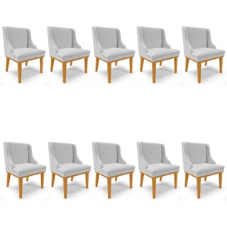 Kit 2 Cadeiras Estofadas para Sala de Jantar Base Fixa de Madeira Castanho  Lia Veludo Cinza - Ibiza