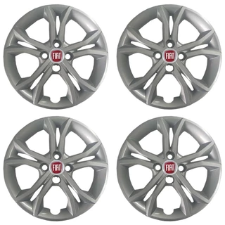 CALOTA FIAT ARGO ARO 15 2023 PRATA COM EMBLEMA KIT 4 - CARLOTA ARGO CARRO ARO 15 - PRONTA ENTREGA Cubo Padrão 297