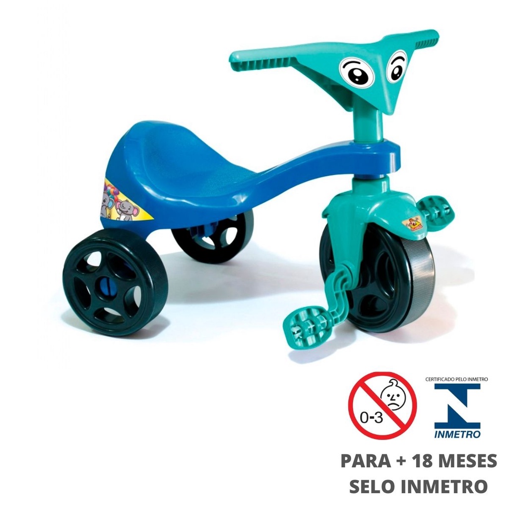 Triciclo Passeio Motoca Infantil Super Turbo Azul + 4 Anos Tico