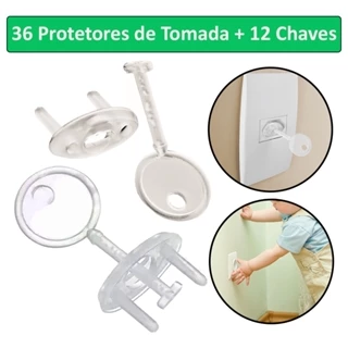 36 Protetor + 12 Chaves Tomada Bebe Segurança Contra Choque