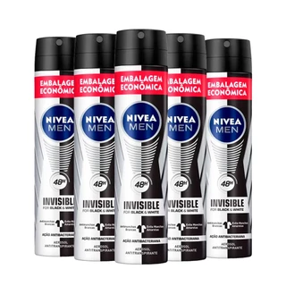 Kit Desodorante Aerosol Nívea Black & White Masculino 200ml - 5 unidades