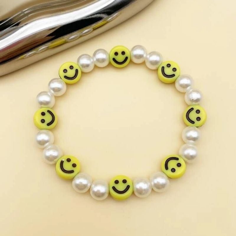 工場直売 Miçanga Emoji Amarelo Smille Entremeio pulseiras DIY c/ 30 ヘアゴム
