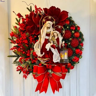 Guirlanda de natal enfeites pendurados porta pendurado enfeites com pinha impressão baga artificial porta da frente parede decorações acrílicas guirlanda aipearl