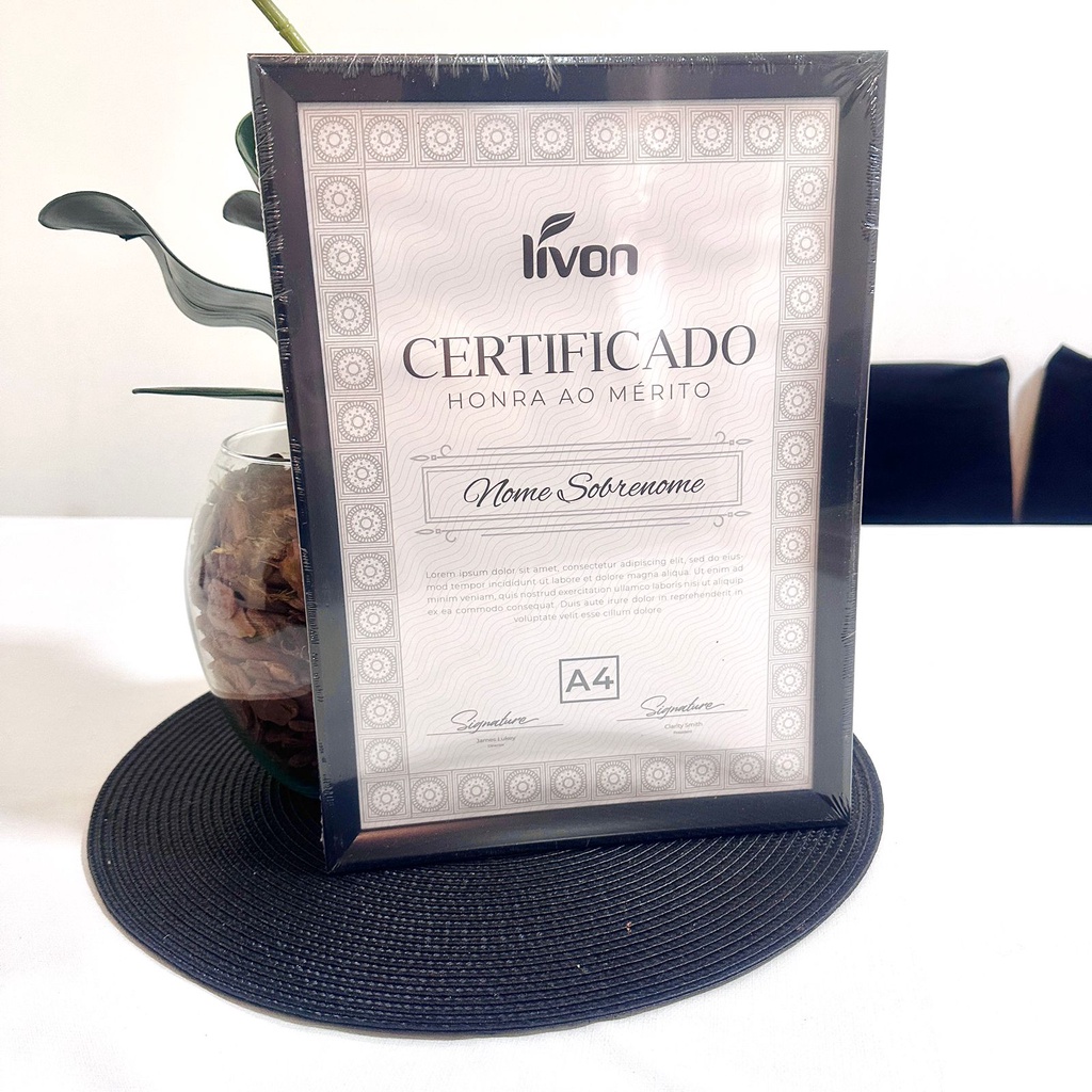 Porta Retrato Foto 10x15cm ou 15x20cm ou A4 Certificado Luxo C/ Moldura Reta Lisa Metalizada - PT15