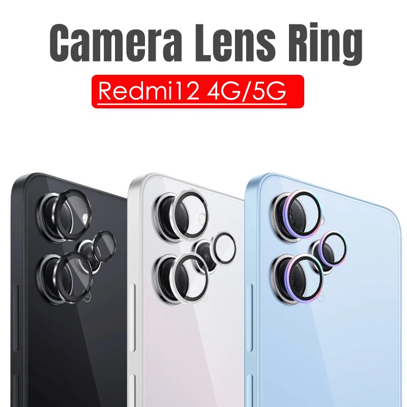 Para Redmi 12 4G Vidro Protetor De Lente De Câmera Redmi12 5G Tampa Do Anel Metal Da Traseira
