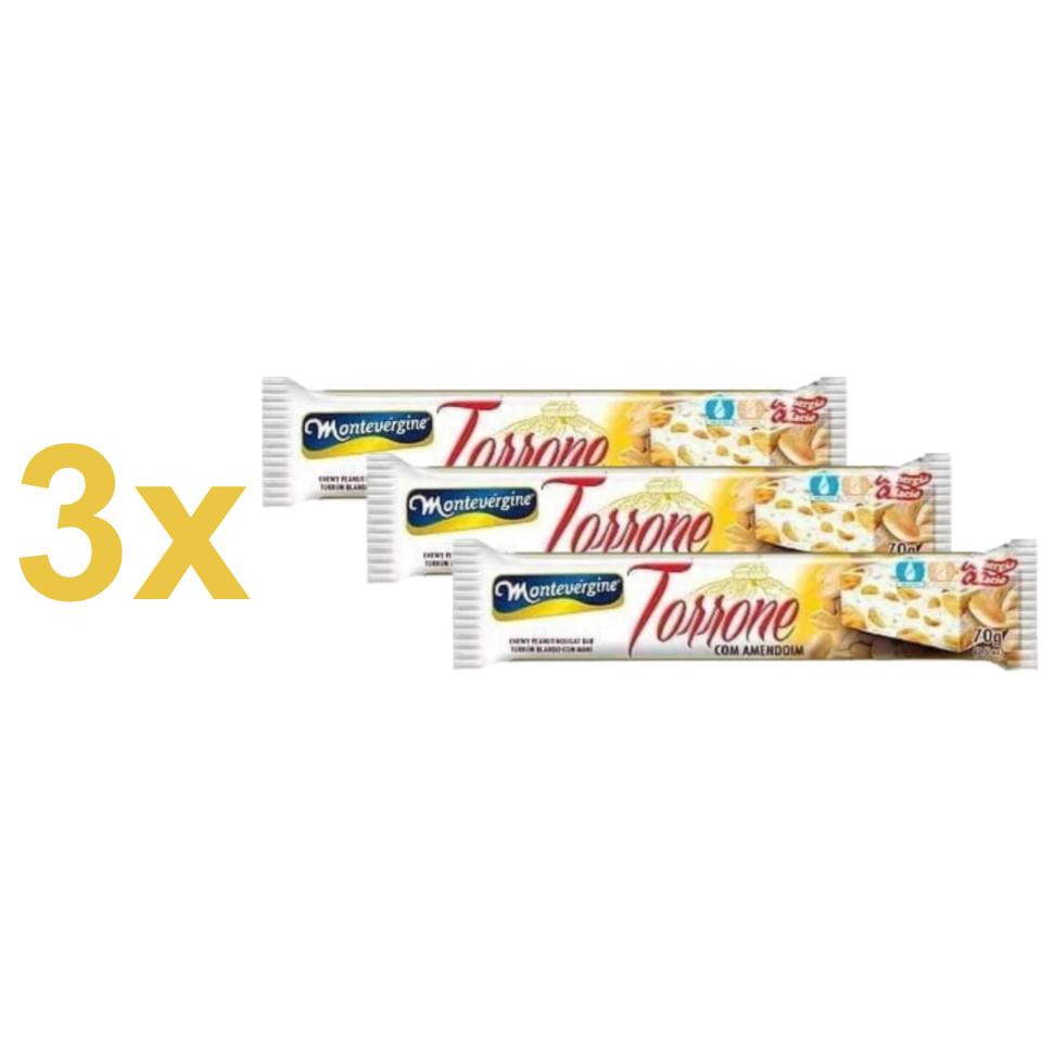 Doce Torrone Montevérgine Amendoim Sem Glúten 70g - 3 unid | Shopee Brasil