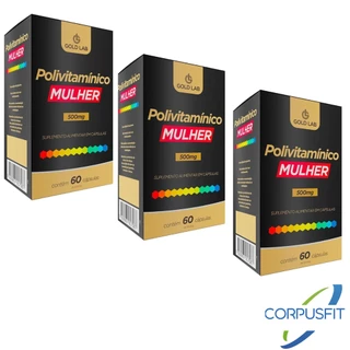 Kit 3 Polivitamínico para MULHERES 500mg 60 caps - Gold Lab