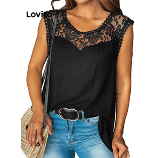 Lovito Regata Casual Com Costura Em Tecido De Renda Lisa Para Mulheres LNL41055