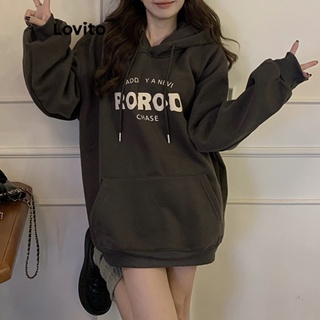 Lovito Moletom Casual Com Estampa De Letras Para Mulheres LNA41223