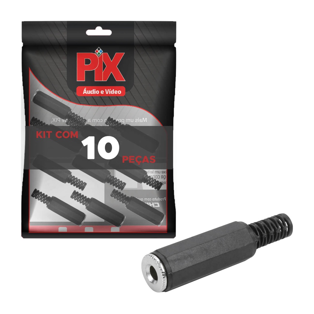 10x Plug Conector J2 P2 Fêmea Estéreo - Alta qualidade