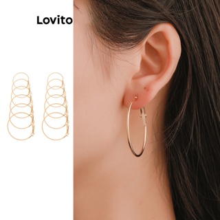Lovito Brincos Geométricos Lisos Casuais Para Mulheres LCS05060