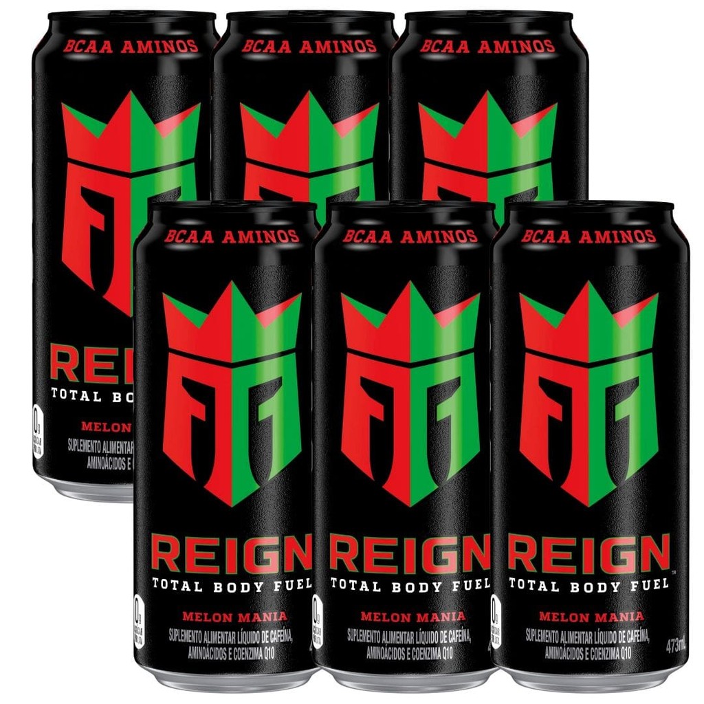 Pack 6un Suplemento Energético Reign Melon Mania Lata 473ml Zero Açúcar ...