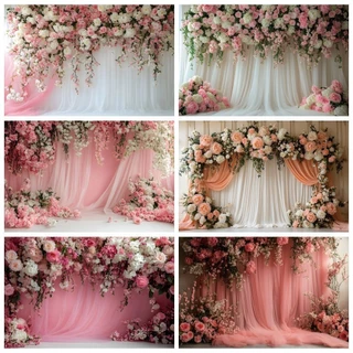Fundo Fotográfico Tecido Sublimado 3D Floral Casamento 2,20x1,50