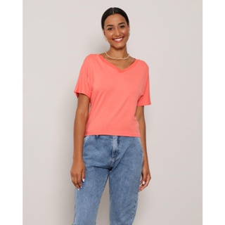 Blusa Feminina Decote V Lisa Laranja