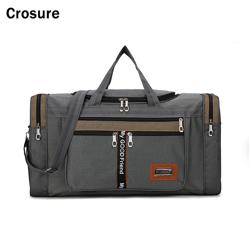 Bolsa De Viagem Oxford Cloth Travel Bag Man Duffel Bagagem Dobrável Weekender Bags Mala De Mão Repelente De Água Múltiplos Bolsos De Estudante 60 * 24 * 31cm