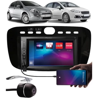 Multimídia Pioneer DMH-A248BT Fiat Punto 2012 à 2016 Linea 2015 à 2017 Interface Comando Volante + Câmera Ré