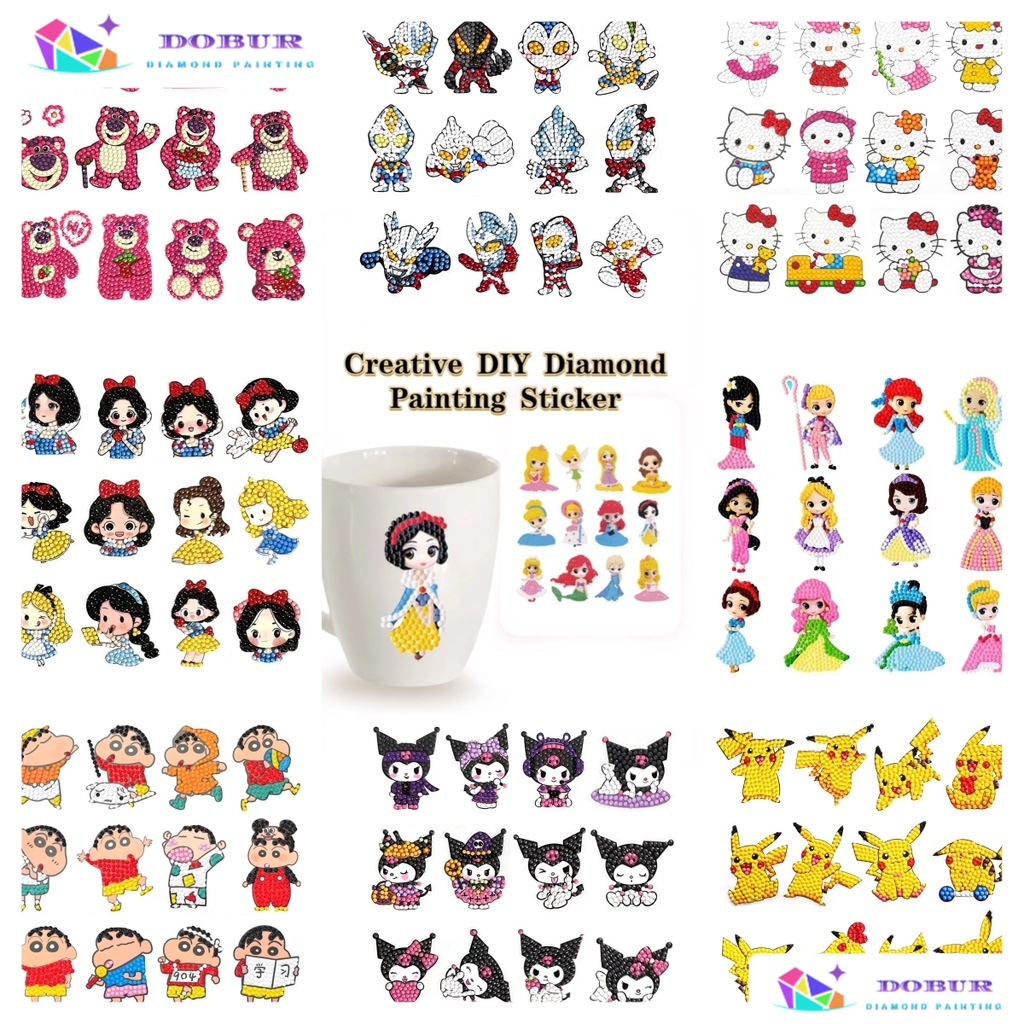 DOBUR | Pintura Com Diamantes Adesivos De Diamante Para Crianças Feitos À Mão , cartoon