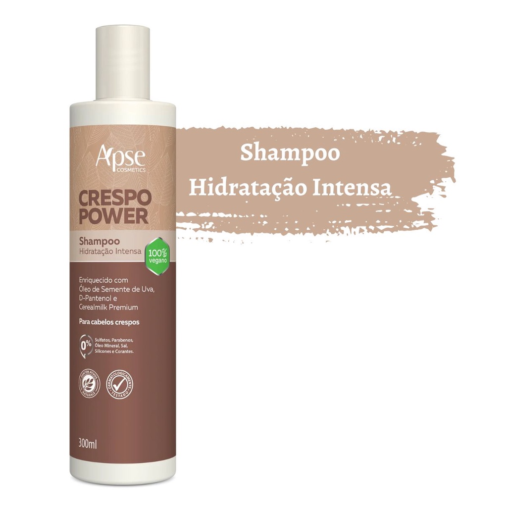 Shampoo Crespo Power Hidratação Intensa 300 ML Apse | Shopee Brasil