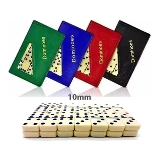 Jogo De Dominó Profissional GRANDE Com 28 Peça De Osso Estojo Maleta Cores Brincadeira Oferta Resistente Qualidade Ótima