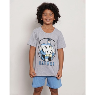 Pijama Infantil Curto Dc Comics Estampa Batman Cinza
