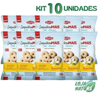 KIT 10 Sequilhos Mais Sem Açúcar Sem Glúten Sem Lactose 120g - Nazinha