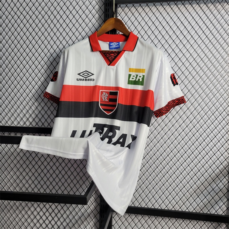 Camisa Esportiva Retro Futebol Flamengo 1995 Game Season F-O Away Men's Jersey Camisa Esportiva Branca