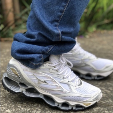 Tênis Mizuno Prophecy Pro 8 BRANCO - PRATA Refletivo Wave | Shopee Brasil