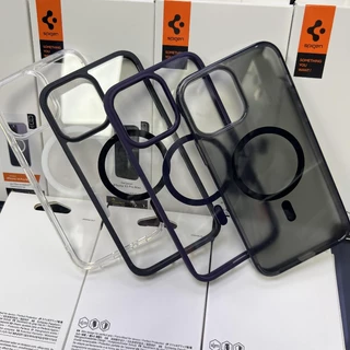 Caixa Magnética Spigen Ultra Híbrida Mag Para IPhone 12 13 14 Pro Max 15 Magnético Preto Fosco .