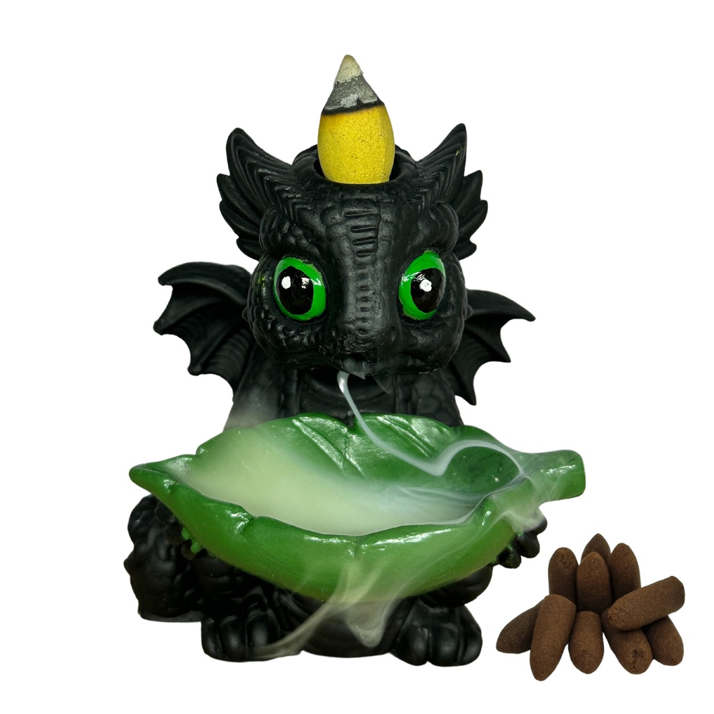 Incensário Cascata e Vareta Dragão Baby + 10 Incensos Cone Cascata Premium LANÇAMENTO