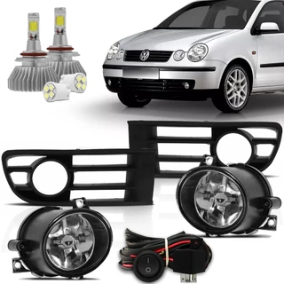 Kit Farol De Milha Neblina Auxiliar Volkswagen Polo 2003 2004 2005 2006 + Led