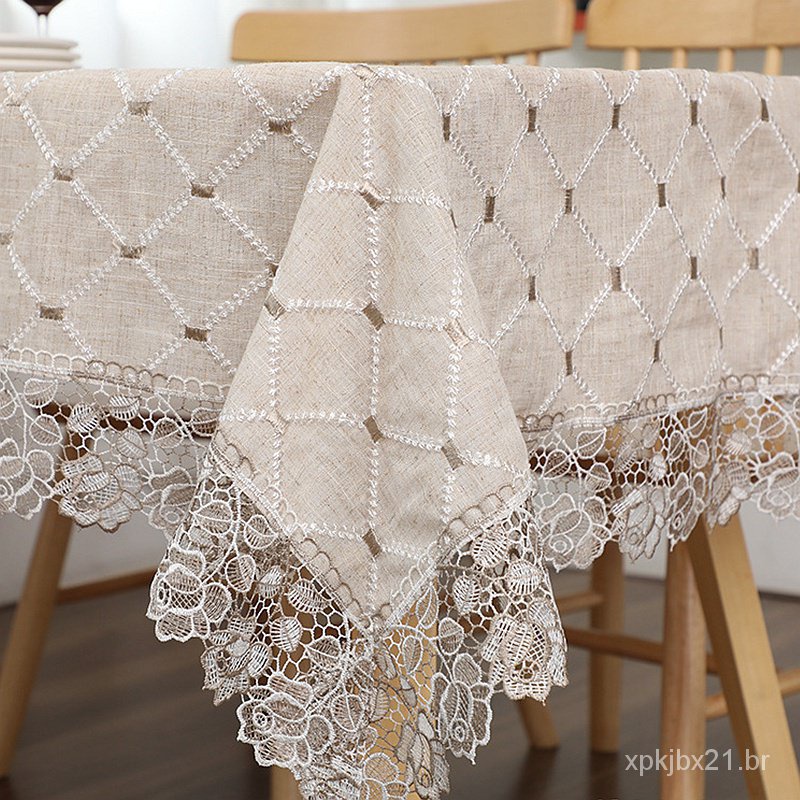 Toalha de mesa rústica do algodão cinzento branco do linho para o jantar da cozinha, partido, feriado, Natal, bufete CPYG