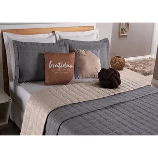 Kit Cobre Leito Paris Colcha Dupla Face 08 Peças Cama King Várias Combinações de Cores Cama Posta
