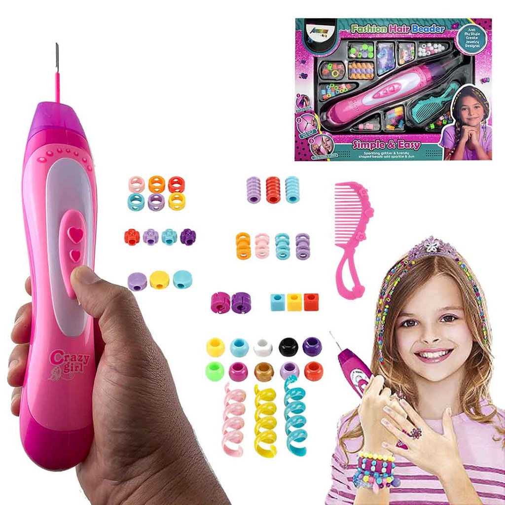 Kit tererê miçangas Cabelo com aplicador penteados Brinquedo