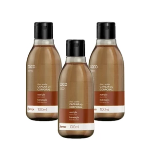 Kit com 3 Óleo De Coco Farmax 100ml Para Cabelo E Corpo