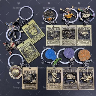 Chaveiro Anime One Piece Keychain Nika Luffy Ace Law Zoro Shanks Wanted Poster Porta-Chaves Diabo Frutas Anéis Chaveiros Homens Presentes