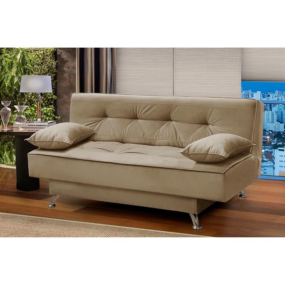 sofá cama 1,80m França Suede Bege Adonai Estofados